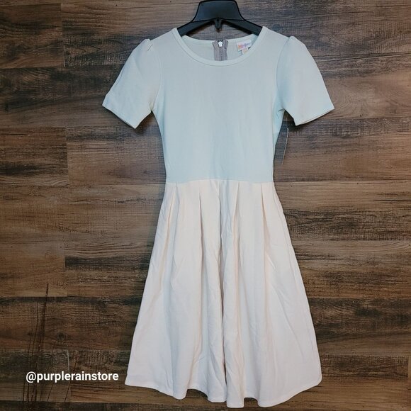 LulaRoe Amelia Dress XXS 2 Tone Pale Pink Mint Green Country Girl Coquette NWT - Picture 1 of 9